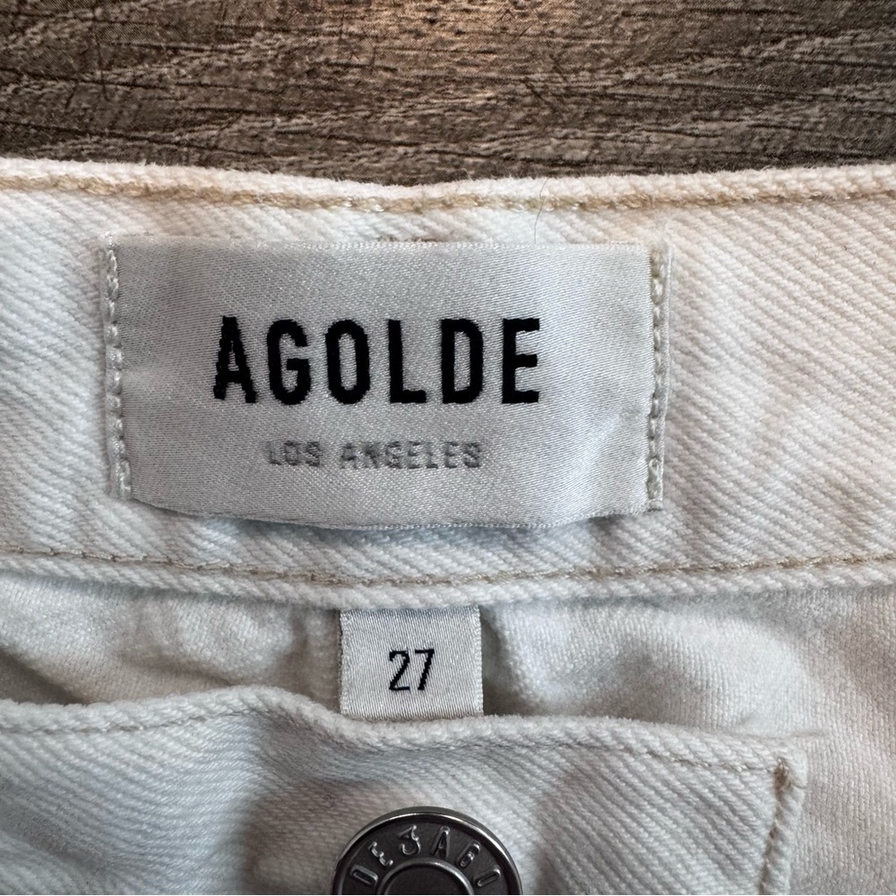 Agolde Riley High Rise Straight Crop Button Fly Veil Off White Jeans Womens 27 - Picture 7 of 10